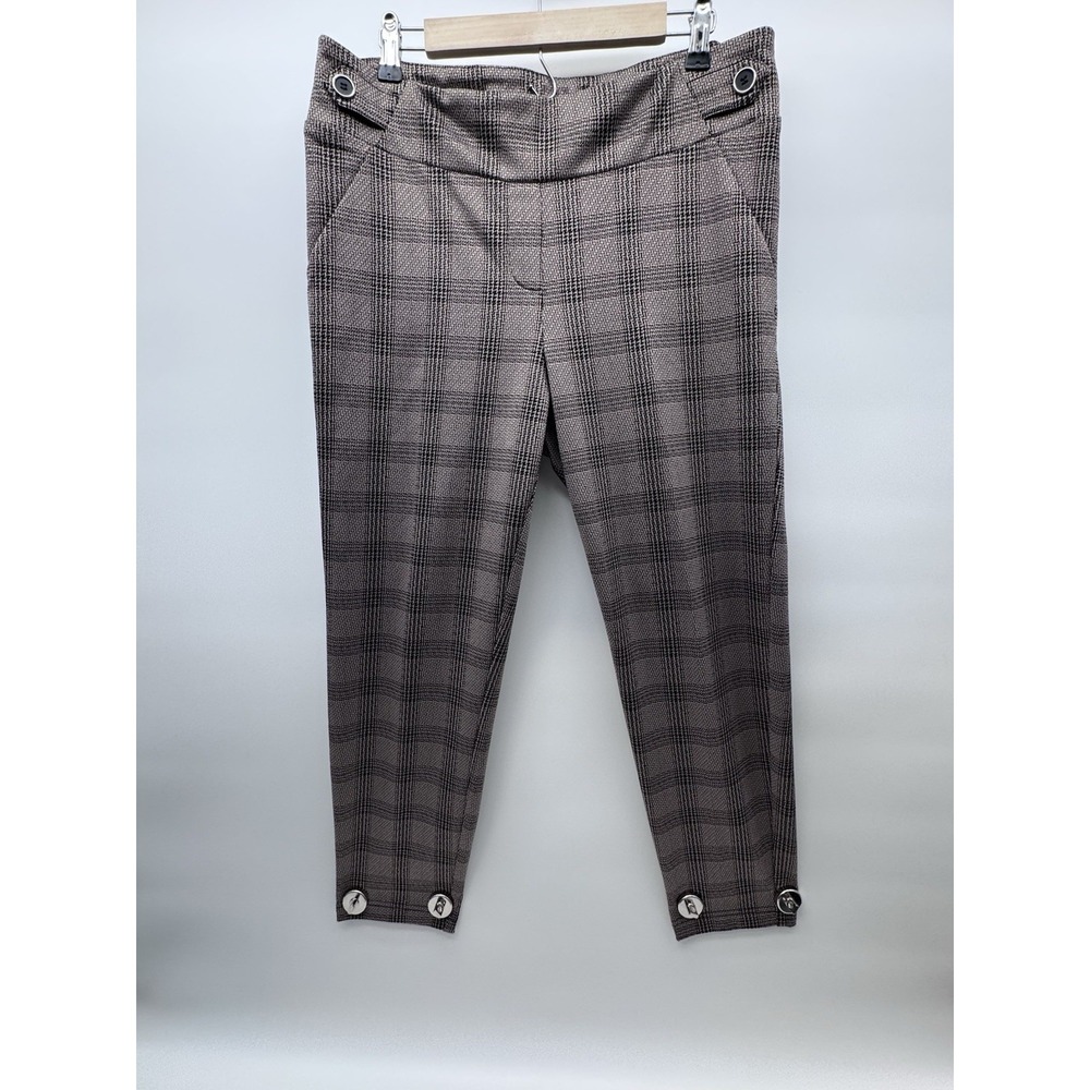 Soho Apparel Houndstooth Pull On skinny Dress Pants Women XL Button Tab Detail